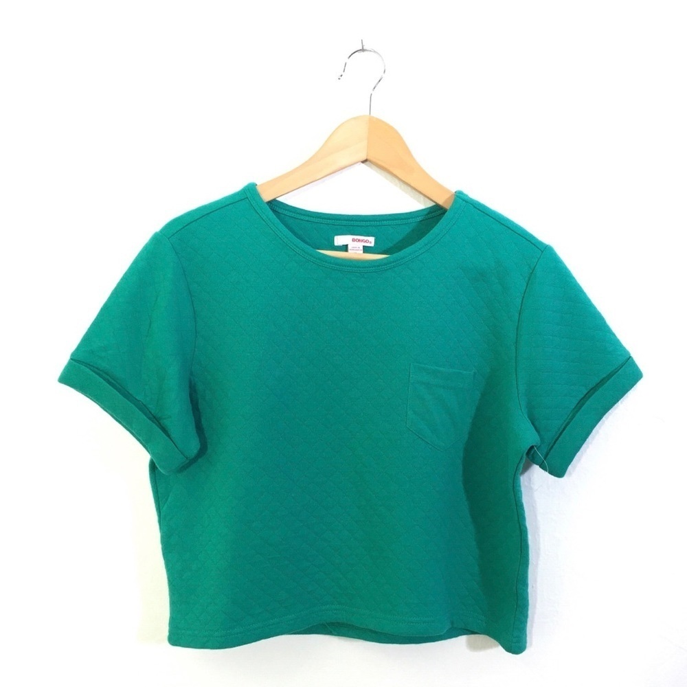 Bongo Jeans Green Quilted Crop Top XL